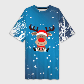 Платье-футболка 3D с принтом Олень с подарком зимний ,  |  | 2022 | happy new year | merry christmas | год тигра | зима близко | нг | новогодний | новогодняя символика | новый год | новый год 2022 | олень | рождество | символ 2022 года | снег | снежинки