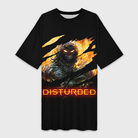 Платье-футболка 3D с принтом DISTURBED DEMON FIRE  ДЕМОН В ОГНЕ ,  |  | disturbed | fire | flame | heavy metal | rock | the guy | группы | метал | огонь | пламя | рок