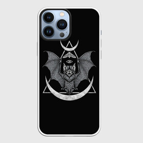 Чехол для iPhone 13 Pro Max с принтом Оккультная летучая мышь ,  |  | bat | dark | eye | masons | moon | moth | mouse | occult | triangle | глаз | летучая | луна | массоны | моль | мышь | оккультизм | оккультная | темный | треугольник