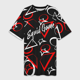 Платье-футболка 3D с принтом Squid Game  кальмар ,  |  | Тематика изображения на принте: 2021 | squid game | драма | игра в кальмара | триллер | хван донхёк