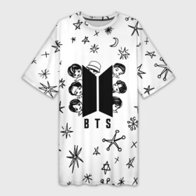 Платье-футболка 3D с принтом ЛОГОТИП БТС  LOGO BTS ,  |  | bangtan | beyond | boys | boysband | bts | hiphop | korea | kpop | music | popart | scene | бтс | ви | джонгук | как у всех | корея | музыка | сюга | хипхоп | хочу | чимин | чин