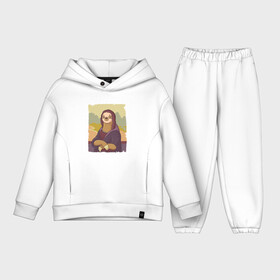 Детский костюм хлопок Oversize с принтом LAZY LISA | МОНА ЛИЗА ЛЕНИВЕЦ ,  |  | da | italy | lazy | leonardo | lisa | mona | sloth | vinci | винчи | да | италия | картина | картины | ленивец | леонардо | лиза | мона | художник