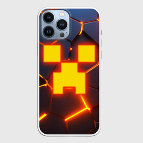 Чехол для iPhone 13 Pro Max с принтом ОГНЕННЫЙ КРИПЕР | 3D ПЛИТЫ   FIRE CREEPER ,  |  | 3d | 3d плиты | 3d разлом | block | creeper | cube | fire | flame | game | geometry | hexagon | minecraft | neon | pixel | tnt | блок | гаст | геометрия | детям | компьютерная игра | крафт | крипер | кубики | майнкрафт | неон | огненный майк