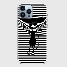 Чехол для iPhone 13 Pro Max с принтом Кот рвет тельняшку ,  |  | cat | hung | mad cat | stripes | tears | vest | бешеный кот | кошка | повис | полосы | рвет | тельняшка