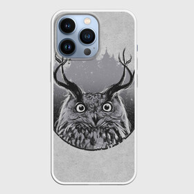 Чехол для iPhone 13 Pro с принтом Оленесова ,  |  | animal | beast | deer | di | different animals | elk | gray | gray background | gray owl | olenesova | owl | белочёрный фон | животное | зверёк | зверь | лосиха | лось | оленесова | олень | разные звери | разные совы | сероватобелый | серый