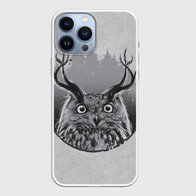 Чехол для iPhone 13 Pro Max с принтом Оленесова ,  |  | animal | beast | deer | di | different animals | elk | gray | gray background | gray owl | olenesova | owl | белочёрный фон | животное | зверёк | зверь | лосиха | лось | оленесова | олень | разные звери | разные совы | сероватобелый | серый