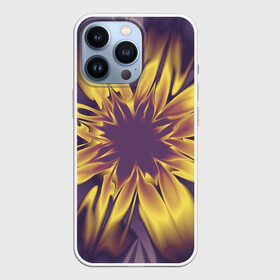 Чехол для iPhone 13 Pro с принтом Цветок заката. Абстракция. 535 332 32 63. ,  |  | Тематика изображения на принте: abstraction | flower | fractal | illustration | purple | yellow | абстракция | желтый | иллюстрация | на витрину | пурпурный | фиолетовый | фрактал | цветок