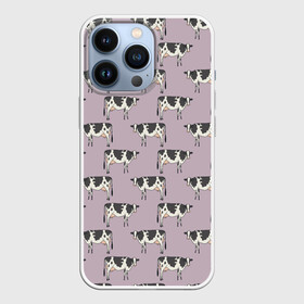 Чехол для iPhone 13 Pro с принтом Коровы Паттерн ,  |  | винтажный стиль | домашний скот | животные | корова | коровы | крупное животное | лиловый | паттерн | приглушенные цвета | сиреневый