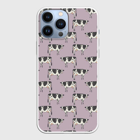 Чехол для iPhone 13 Pro Max с принтом Коровы Паттерн ,  |  | винтажный стиль | домашний скот | животные | корова | коровы | крупное животное | лиловый | паттерн | приглушенные цвета | сиреневый
