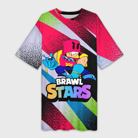 Платье-футболка 3D с принтом GROM BRAWLSTARS ART ,  |  | brawl | brawl stars | brawlstars | grom | бравлстарс | гром