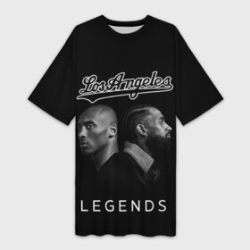 Платье-футболка 3D с принтом Los Angeles Legends  Легенды Лос Анджлелеса ,  |  | basketball | bryant | kobe | lakers | legends | los angeles | nba | sport | баскетбол | брайант | кобе | легенда | лейкерс | лос анджелес | нба | нипси хассл | рэп | хип хоп