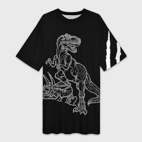 Платье-футболка 3D с принтом Тираннозавр  Скелет ,  |  | tyrannosaurus rex | дино | кости динозавра | мезозойская эра | меловой период | семейства тираннозаврид | скелет динозавра | страшный тираннозавр рекс | тираннозавр | тираннозавр скелет | юрский период