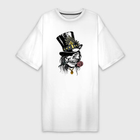 Платье-футболка хлопок с принтом Samdi ,  |  | baron samdi | cross | rose | skull | top hat hat | барон самди | крест | цилиндр | череп | шляпа