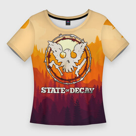 Женская футболка 3D Slim с принтом State of Decay  Логотип ,  |  | state of decay | загнивающий штат | зомби апокалипсис | состояние распада | стейт оф дикей