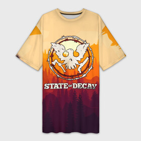 Платье-футболка 3D с принтом State of Decay  Логотип ,  |  | state of decay | загнивающий штат | зомби апокалипсис | состояние распада | стейт оф дикей