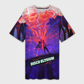 Платье-футболка 3D с принтом Disco art ,  |  | Тематика изображения на принте: disco elysium | game | games | диско элизиум | игра | игры