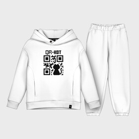 Детский костюм хлопок Oversize с принтом QR КОТ | КОТЕНОК ,  |  | qr code | qr код | qr кот | qrкот | ковид | ковид 19 | код | коронавирус | кот | кр код | мем | мемы | пандемия | прикол | смешной | юмор