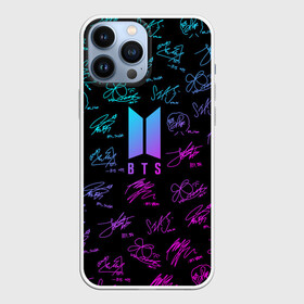 Чехол для iPhone 13 Pro Max с принтом BTS NEON АВТОГРАФЫ   БТС ,  |  | army | bangtan boys | bt21 | bts | bts stickers | chimmy | cooky | koya | mang | monster | rap monster | rapmon | rj | rm | shooky | tata | van | бтс | ви | джейхоуп | джонгук | реп монстр | стикеры bts | сюга | чимин | чин