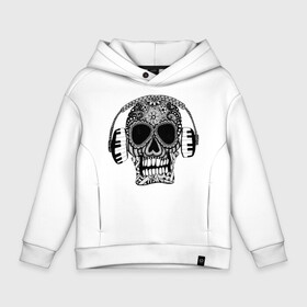 Детское худи Oversize хлопок с принтом Musical skull , френч-терри — 70% хлопок, 30% полиэстер. Мягкий теплый начес внутри —100% хлопок | боковые карманы, эластичные манжеты и нижняя кромка, капюшон на магнитной кнопке | headphones | music | piano | skull | музыка | наушники | пианино | узоры | чреп