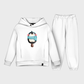 Детский костюм хлопок Oversize с принтом Пингвин   эскимо ,  |  | зима | мороженое | новый год | рождество | эскимо