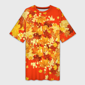 Платье-футболка 3D с принтом Кленовый листопад ,  |  | Тематика изображения на принте: autumn | bright colors | falling leaves | golden | leaves | maple | nature | золотая | клён | листопад | листья | осень | природа | яркие цвета