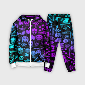 Детский костюм 3D с принтом UNDERTALE NEON PATTERN | УЗОР ,  |  | asriel dreemurr | chara | frisk | gaster blaster | heart | sans | undertale | азриэль дримурр | андертейл | гастер | меттатон | санс | сердце | фриск | чара