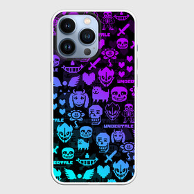 Чехол для iPhone 13 Pro с принтом UNDERTALE NEON PATTERN | УЗОР ,  |  | asriel dreemurr | chara | frisk | gaster blaster | heart | sans | undertale | азриэль дримурр | андертейл | гастер | меттатон | санс | сердце | фриск | чара