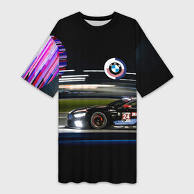 Платье-футболка 3D с принтом BMW night city ,  |  | bmw | car | germany | light | motorsport | night | prestige | speed | автомобиль | автоспорт | бмв | германия | ночь | престиж | свет | скорость