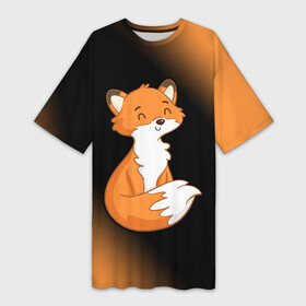Платье-футболка 3D с принтом FOX  Градиент ,  |  | Тематика изображения на принте: fox | foxy | градиент | животные | лиенок | лис | лиса | лисами | лисий | лисичка | лисичкой | лисой | лисы | милая | милота | милые | рыжая | рыжие