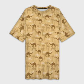 Платье-футболка 3D с принтом Верблюды ,  |  | camel | анх | арабы | африка | бархан | бедуин | верблюд | гиза | горбатый | египет | жара | засуха | ибис | кактусы | караван | клеопатра | кочевник | мумия | нефертити | нил | оазис | осёл | осирис | пальмы