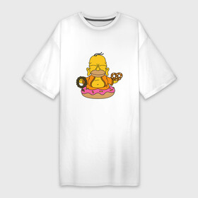 Платье-футболка хлопок с принтом Hоmer cookie ,  |  | buddah | cookie | donut | homer | levitation | rosary beads | simpsons | будда | гомер | левитация | лотос | печенье | пончик | симпсоны | четки