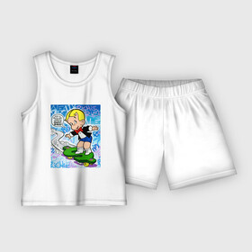 Детская пижама с шортами хлопок с принтом Richie Rich (ALEC ART) ,  |  | Тематика изображения на принте: art | color | dollar | monopoly | rich
