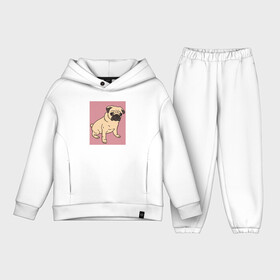 Детский костюм хлопок Oversize с принтом Мопс на пепельно розовом серия второй ,  |  | pug | декоративные породы | китайская порода | мопс | мопсы | пепельнорозовый | приглушенные цвета | собака | собачка