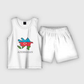 Детская пижама с шортами хлопок с принтом Map Azerbaijan ,  |  | europe | odlar yurdu | ussr | азер | азербайджан | азербайджанец | азия | баку | горы | европа | закавказье | кавказ | карта | каспийское море | республика | ссср | страна огней | турист | флаг
