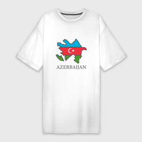 Платье-футболка хлопок с принтом Map Azerbaijan ,  |  | europe | odlar yurdu | ussr | азер | азербайджан | азербайджанец | азия | баку | горы | европа | закавказье | кавказ | карта | каспийское море | республика | ссср | страна огней | турист | флаг