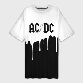 Платье-футболка 3D с принтом AC DC подтёки ,  |  | ac dc | acdc | ас дс | асдс | музыка | рок