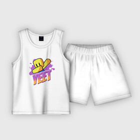 Детская пижама с шортами хлопок с принтом Roblox yeet ,  |  | jailbreak | lua | roblox | roblox studio | дэвид базуки | майнкрафт | многопользовательская | роблокс
