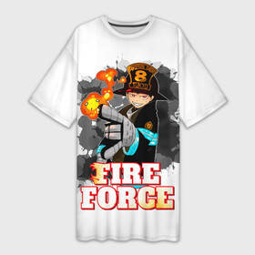 Платье-футболка 3D с принтом Fire Force  Шинра Кусакабэ ,  |  | 8 | fire force | kusakabe | shinra | shinra kusakabe | аниме | бригада пылающего пламени | герой | дьявол | кусакабэ | манга | пламенная бригада пожарных | пламенный отряд | след дьявола | шинра | шинра кусакабэ