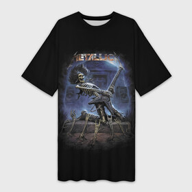 Платье-футболка 3D с принтом Metallica  thrash metal Hard rock ,  |  | bones | concert | fingers | group | guitar | hype | metallica | music | skeleton | skull | thrash metal | tomb | выступление | гитара | группа | жест | концерт | кости | металлика | музыка | пальцы | плита | скелет | трэш метал | хайп | череп