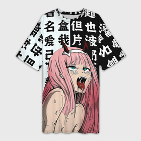 Платье-футболка 3D с принтом AHEGAO ZERO TWO  Зеро ту ахегао ,  |  | 02 | ahegao | ahigao | anime | darling in the franx | darling in the franxx | manga | sempai | senpai | waifu | zero two | аниме | ахегао | ахигао | вайфу | девушка | зеро ту | зеро тю | кожанка | любимый во франксе | манга | ноль два | охегао 