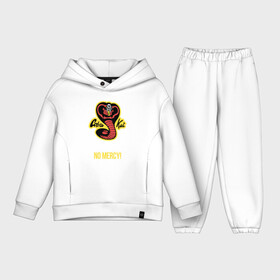 Детский костюм хлопок Oversize с принтом Cobra Kai. No mercy ,  |  | american | cobra kai | emblem | karate | logo | martial arts | no mercy | snake | strike first | strike hard | television series | американский | боевые искусства | змея | карате | кобра кай | логотип | нет пощады | телесериал | ударь первым