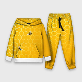 Детский костюм 3D (с толстовкой) с принтом Любишь мед, люби и пчелок ,  |  | мед | насекомые | пчелки | пчелы | соты | шестиугольники