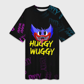 Платье-футболка 3D с принтом HUGGY WUGGY PATTERN. ,  |  | huggy wuggy | poppy playtime | игра | кукла | монстр | плэйтайм | поппи плейтайм | хагги вагги | хоррор
