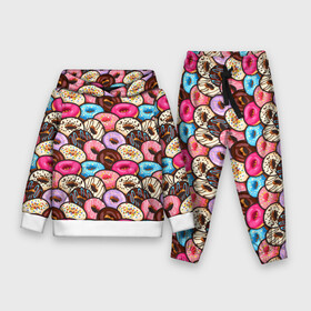 Детский костюм 3D (с толстовкой) с принтом Sweet donut s ,  |  | confetti | donut | donuts | glaze | powder | shugar | sweet | глазурь | конфетти | пончик | пончики | пудра | сахар | сладкий