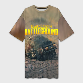 Платье-футболка 3D с принтом PUBG  HEAD 3 lvl ,  |  | battle royal | battlegrounds | playerunknowns battlegrounds | pubg | битва на выживание | королевская битва | пабг | пубг | царь горы