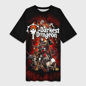 Платье-футболка 3D с принтом Darkest Dungeon  poster ,  |  | darkest dungeon | poster | знак | компьютерная ролевая игра | логотип | плакат | подземелье | поиск сокровищ | приключения | темнейшее подземелье | эмблема