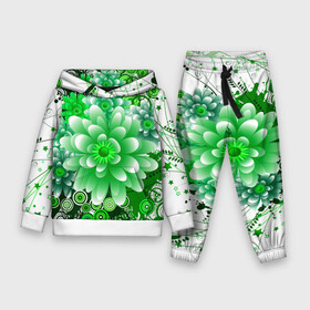 Детский костюм 3D (с толстовкой) с принтом Яркая пышная летняя зелень ,  |  | бабочки | весна | зеленый | зелень | краски | лето | растения | цветы | яркий