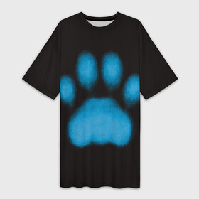 Платье-футболка 3D с принтом След кота ,  |  | кот | кошачья | кошачья лапа | кошачья лапка | кошка | лапа | лапка | отпечаток лапы | подушечки | след