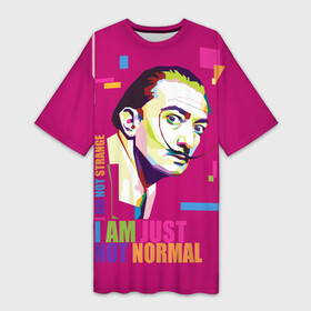 Платье-футболка 3D с принтом Salvador Dali: I am just not normal ,  |  | art | artist | crazy look | i am just not normal | i am not strange | painting | pop art | portrait | salvador dali | surrealist | живопись | искусство | портрет | сальвадор дали | сумасшедший взгляд | сюрреалист | художник | я не стран