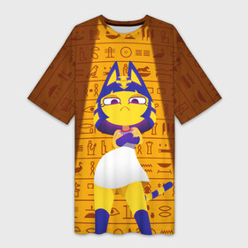 Платье-футболка 3D с принтом Кошка АНКХА ,  |  | furry | zone ankha | анка | анкха | анкха мем | анха | желтая египетская кошка | желтая кошка | кошка анка | кошка анкха | кошка анха | мем | мем анкха | мемы | тик ток | тикток | фурри